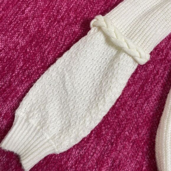 Belle by Belldini Mock Neck Sweater Braid Trim Ivory Size Large - Picture 3 of 9